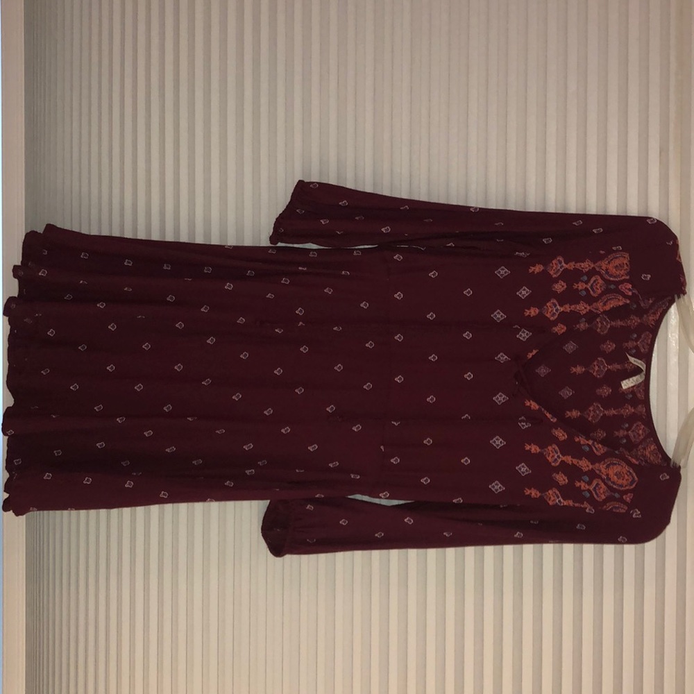 pattern long sleeve mini dress